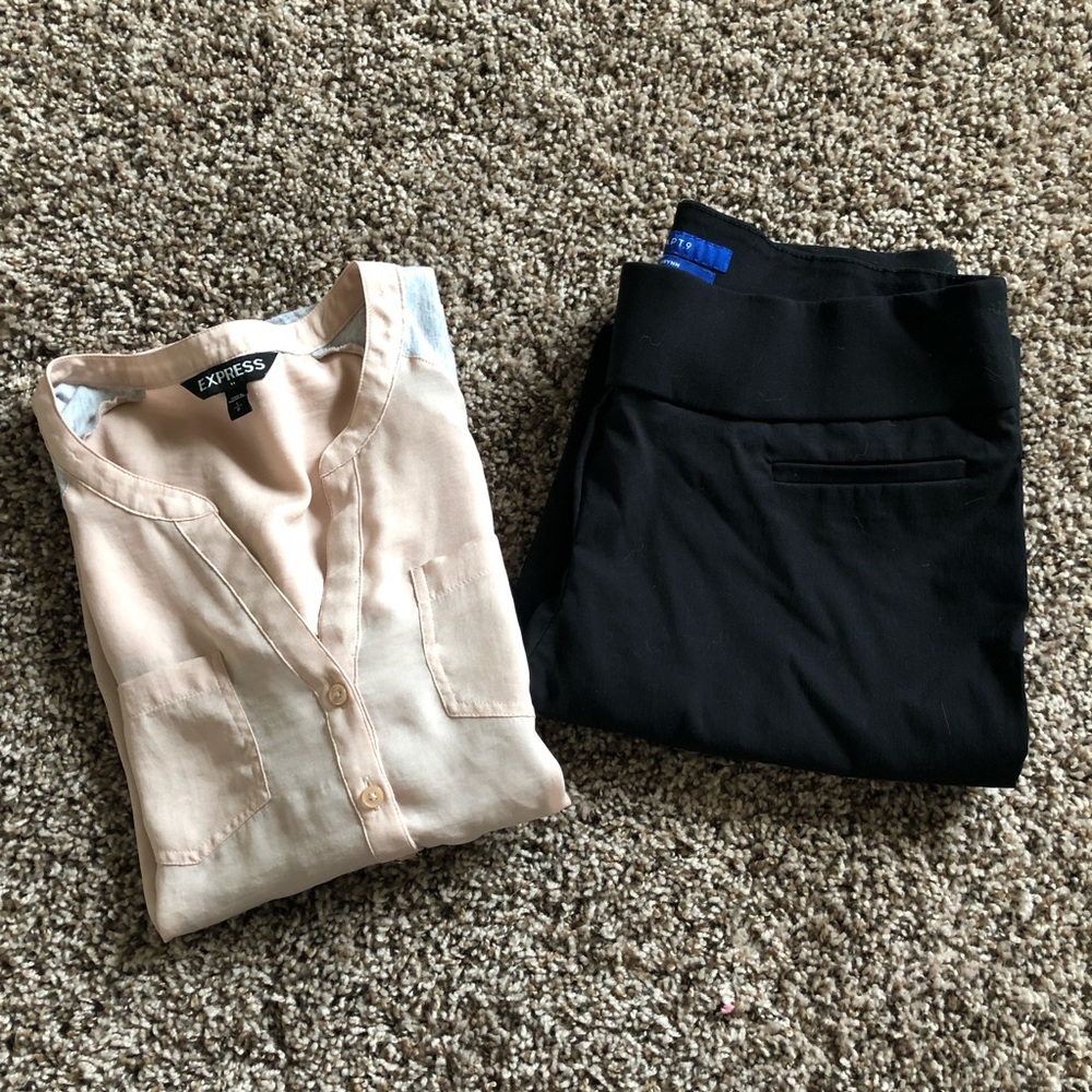 Express top w/ sheer front & quarter sleeves